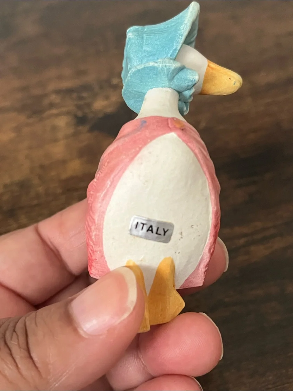 Mother Goose Vintage Ornament Figurine F-Warne Italy Sticker Nursery Rhyme